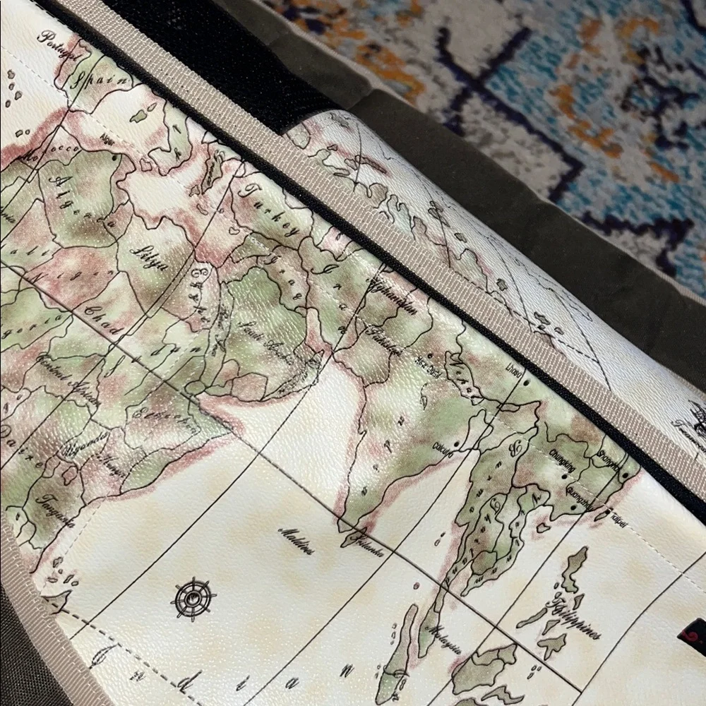 Fundle Luxury Pet Sling Olive Map Series Print Bag GUC
